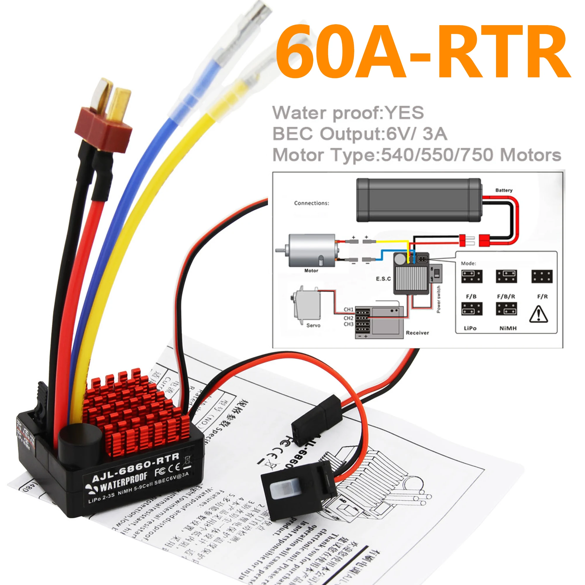 540/550/750 Motors Waterproof  - Esc Waterproof 60A ulasan dan harga