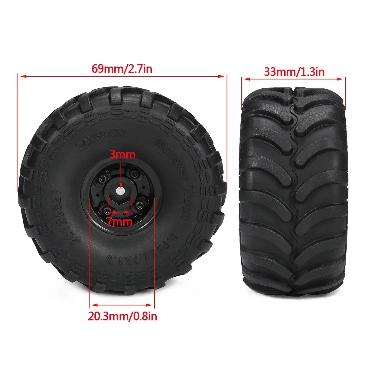 4pcs Monster Truck Tires with  - Wheel Rim Rc ulasan dan harga
